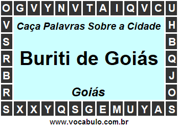 Caça Palavras Sobre a Cidade Goiana Buriti de Goiás