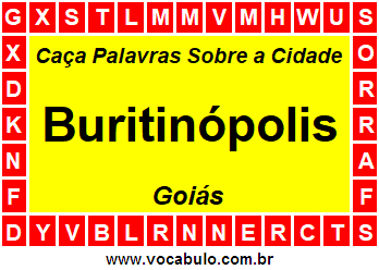 Caça Palavras Sobre a Cidade Goiana Buritinópolis