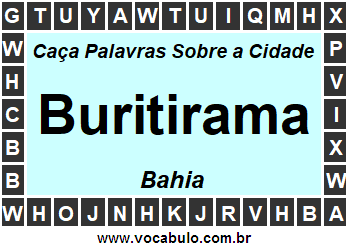 Caça Palavras Sobre a Cidade Buritirama do Estado Bahia