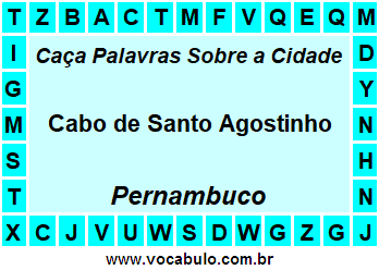 Caça Palavras Sobre a Cidade Cabo de Santo Agostinho do Estado Pernambuco