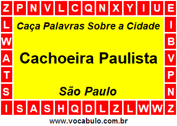 Caça Palavras Sobre a Cidade Paulista Cachoeira Paulista