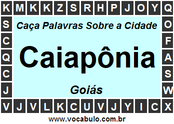 Caça Palavras Sobre a Cidade Caiapônia do Estado Goiás