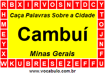 Caça Palavras Sobre a Cidade Cambuí do Estado Minas Gerais