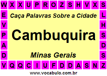 Caça Palavras Sobre a Cidade Cambuquira do Estado Minas Gerais