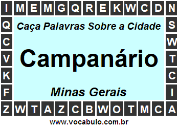 Caça Palavras Sobre a Cidade Campanário do Estado Minas Gerais