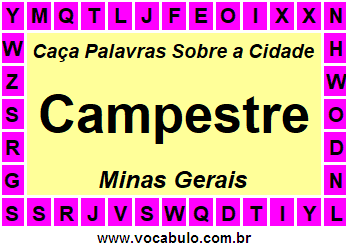 Caça Palavras Sobre a Cidade Campestre do Estado Minas Gerais