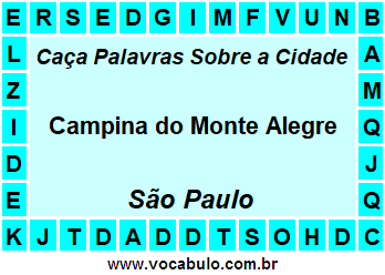 Caça Palavras Sobre a Cidade Campina do Monte Alegre do Estado São Paulo