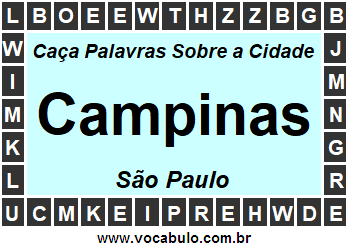 Caça Palavras Sobre a Cidade Campinas do Estado São Paulo