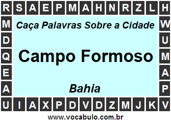 Caça Palavras Sobre a Cidade Campo Formoso do Estado Bahia