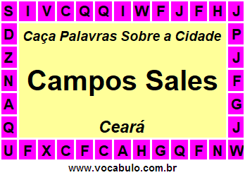 Caça Palavras Sobre a Cidade Campos Sales do Estado Ceará