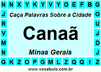 Caça Palavras Sobre a Cidade Canaã do Estado Minas Gerais