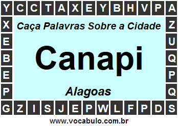 Caça Palavras Sobre a Cidade Alagoana Canapi