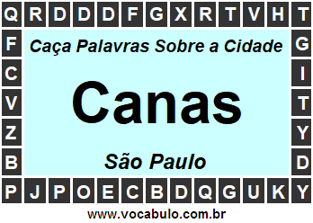 Caça Palavras Sobre a Cidade Canas do Estado São Paulo