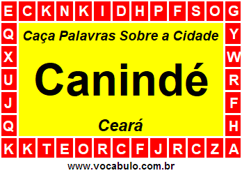 Caça Palavras Sobre a Cidade Cearense Canindé