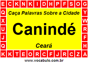 Caça Palavras Sobre a Cidade Canindé do Estado Ceará