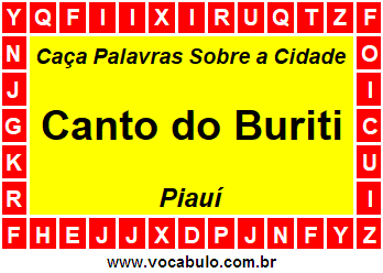 Caça Palavras Sobre a Cidade Piauiense Canto do Buriti
