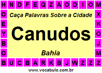 Caça Palavras Sobre a Cidade Baiana Canudos