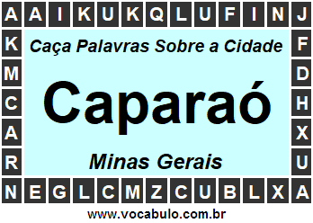 Caça Palavras Sobre a Cidade Caparaó do Estado Minas Gerais