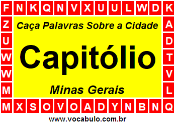 Caça Palavras Sobre a Cidade Capitólio do Estado Minas Gerais