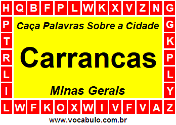 Caça Palavras Sobre a Cidade Mineira Carrancas