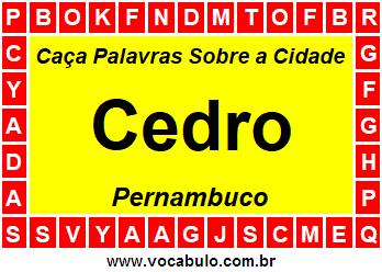 Caça Palavras Sobre a Cidade Pernambucana Cedro