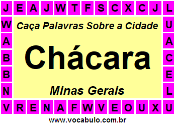 Caça Palavras Sobre a Cidade Chácara do Estado Minas Gerais