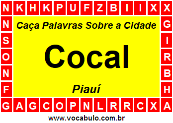 Caça Palavras Sobre a Cidade Piauiense Cocal