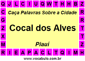 Caça Palavras Sobre a Cidade Piauiense Cocal dos Alves