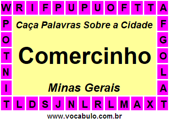 Caça Palavras Sobre a Cidade Mineira Comercinho