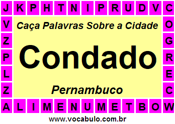 Caça Palavras Sobre a Cidade Pernambucana Condado
