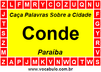 Caça Palavras Sobre a Cidade Conde do Estado Paraíba