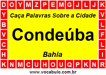 Caça Palavras Sobre a Cidade Baiana Condeúba