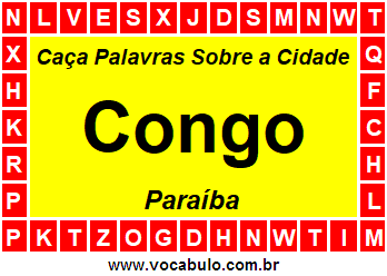 Caça Palavras Sobre a Cidade Paraibana Congo