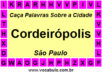 Caça Palavras Sobre a Cidade Cordeirópolis do Estado São Paulo