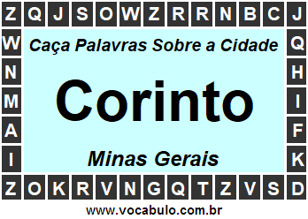 Caça Palavras Sobre a Cidade Corinto do Estado Minas Gerais