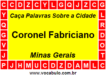 Caça Palavras Sobre a Cidade Coronel Fabriciano do Estado Minas Gerais