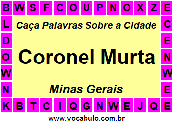 Caça Palavras Sobre a Cidade Mineira Coronel Murta