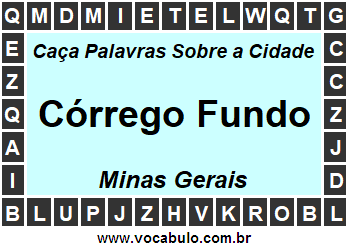 Caça Palavras Sobre a Cidade Mineira Córrego Fundo