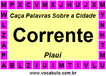 Caça Palavras Sobre a Cidade Corrente do Estado Piauí