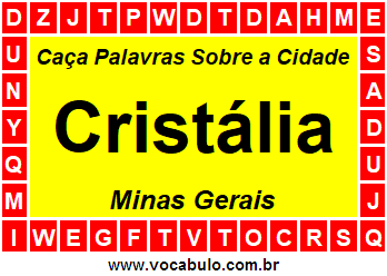 Caça Palavras Sobre a Cidade Cristália do Estado Minas Gerais