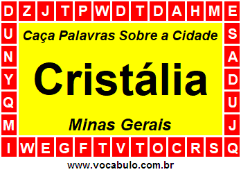 Caça Palavras Sobre a Cidade Mineira Cristália