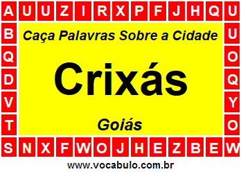 Caça Palavras Sobre a Cidade Crixás do Estado Goiás