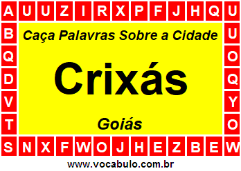 Caça Palavras Sobre a Cidade Goiana Crixás