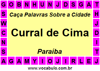 Caça Palavras Sobre a Cidade Curral de Cima do Estado Paraíba