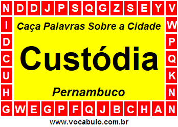 Caça Palavras Sobre a Cidade Pernambucana Custódia