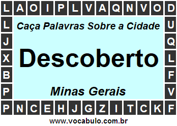 Caça Palavras Sobre a Cidade Descoberto do Estado Minas Gerais