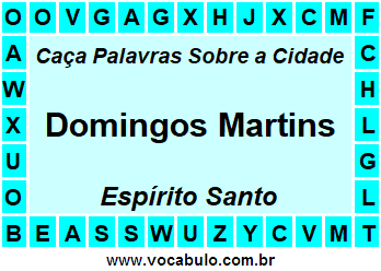 Caça Palavras Sobre a Cidade Domingos Martins do Estado Espírito Santo