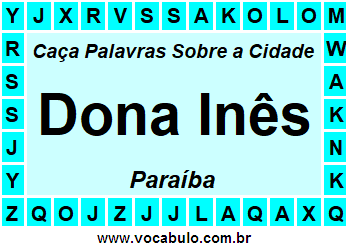 Caça Palavras Sobre a Cidade Paraibana Dona Inês