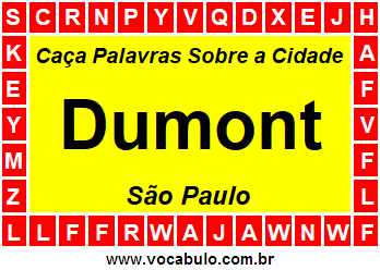 Caça Palavras Sobre a Cidade Paulista Dumont