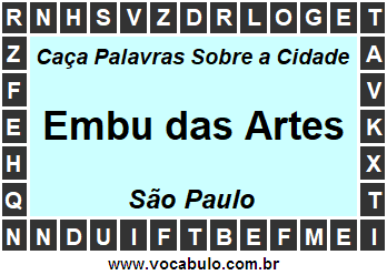 Caça Palavras Sobre a Cidade Paulista Embu das Artes